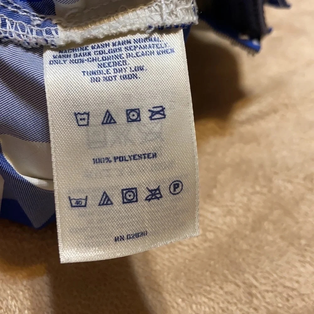 Lands End canvas blue white checkered board shorts